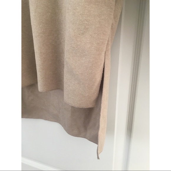 Zara Beige Soft Touch Long Sleeve Turtleneck Boxy High Low Sweater - Picture 6 of 7